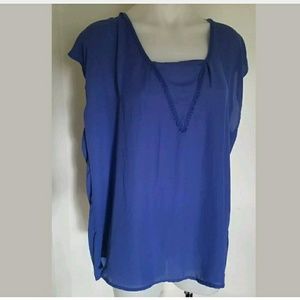 Dept 222 Blouse Size 1X Crochet Floral Trim Detail